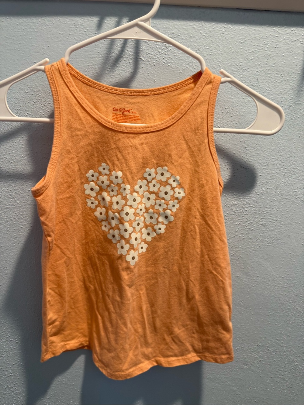 Cat & Jack Orange Tank Top with White Floral Heart